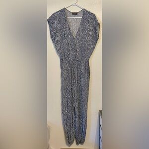 Dress Forum Navy and White Polka Dot Jumpsuit